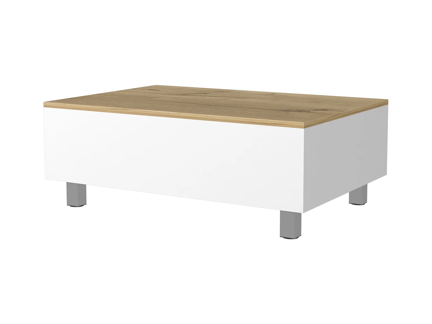 TUHOME Table Basse Relevable Boston, Blanc / Chêne Clair
