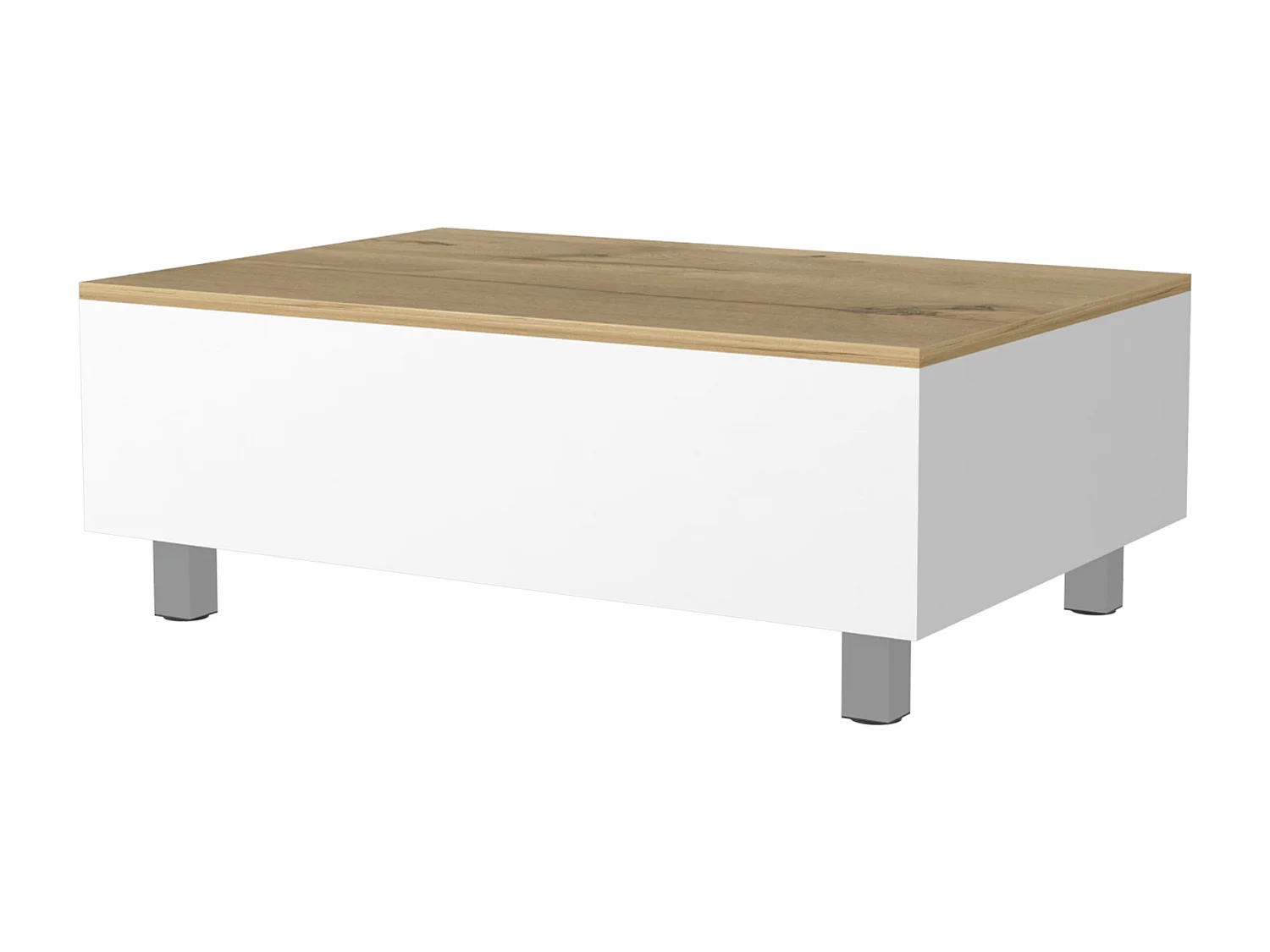 TUHOME Table Basse Relevable Boston, Blanc / Chêne Clair