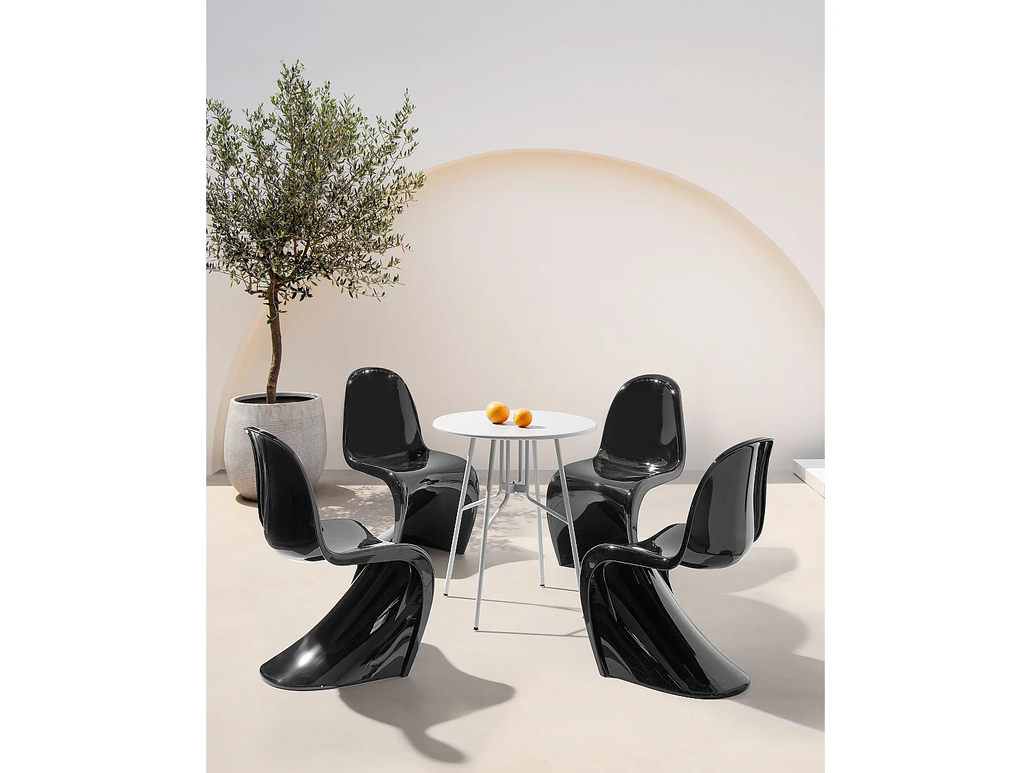 Conjunto de 4 sillas de jardín VASIA Material sintético Negro