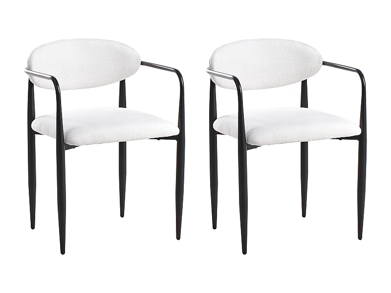 Lot de 2 chaises de salle à manger TANEVIK Tissu Blanc cassé