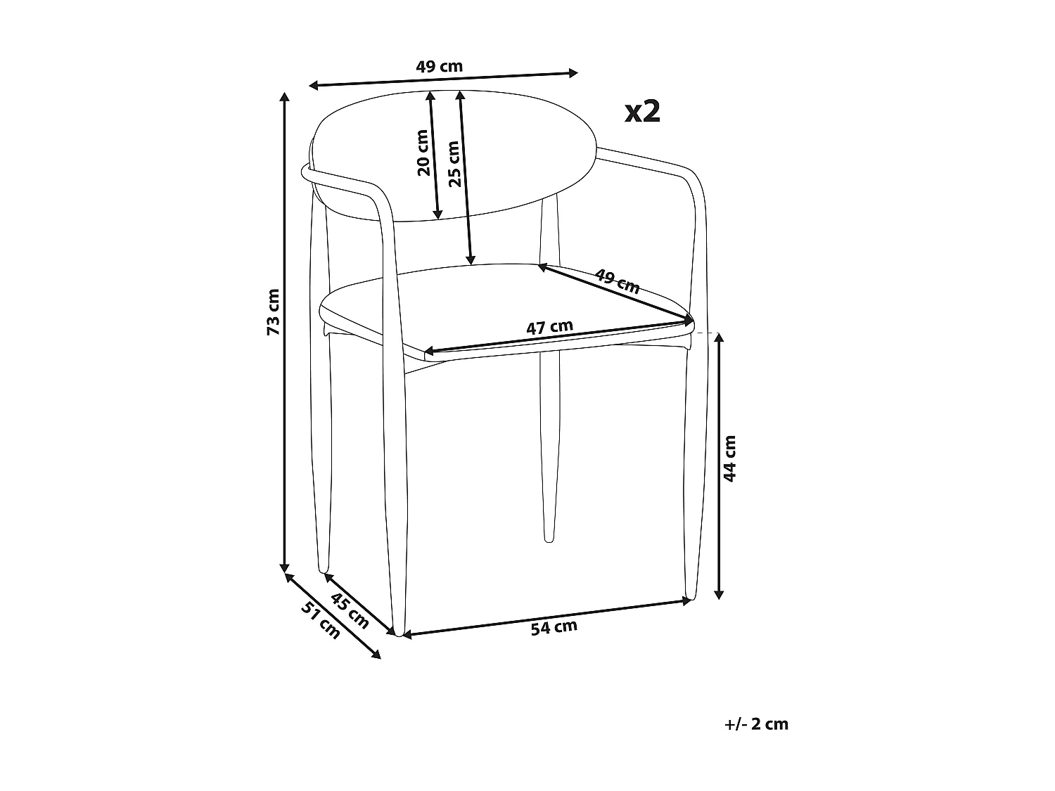 Lot de 2 chaises de salle à manger TANEVIK Tissu Blanc cassé