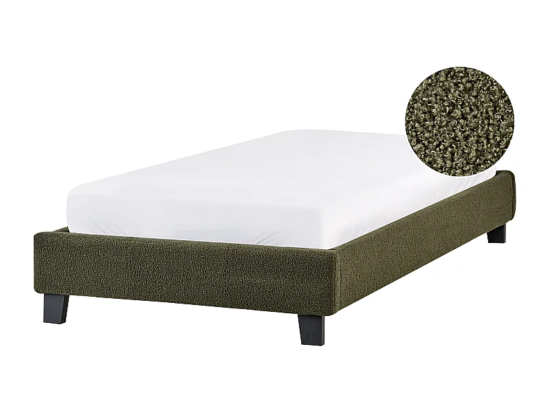 Letto senza testata Bouclé ROANNE 90 x 200 cm Verde scuro