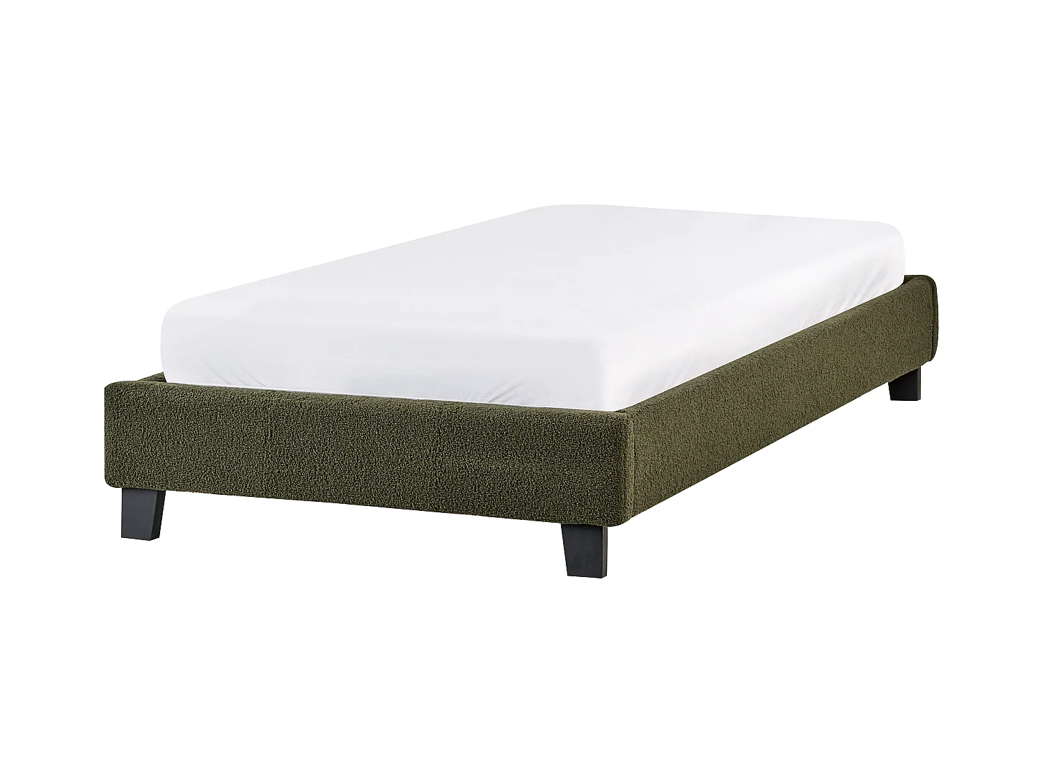 Letto senza testata Bouclé ROANNE 90 x 200 cm Verde scuro
