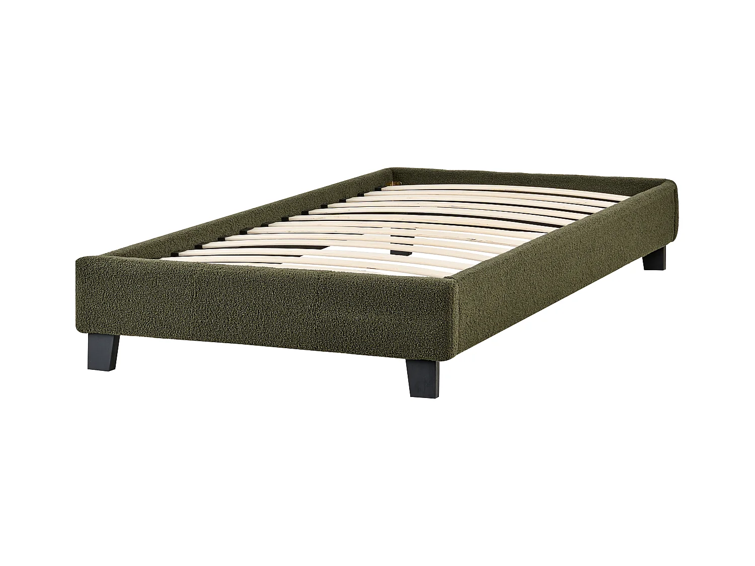 Letto senza testata Bouclé ROANNE 90 x 200 cm Verde scuro