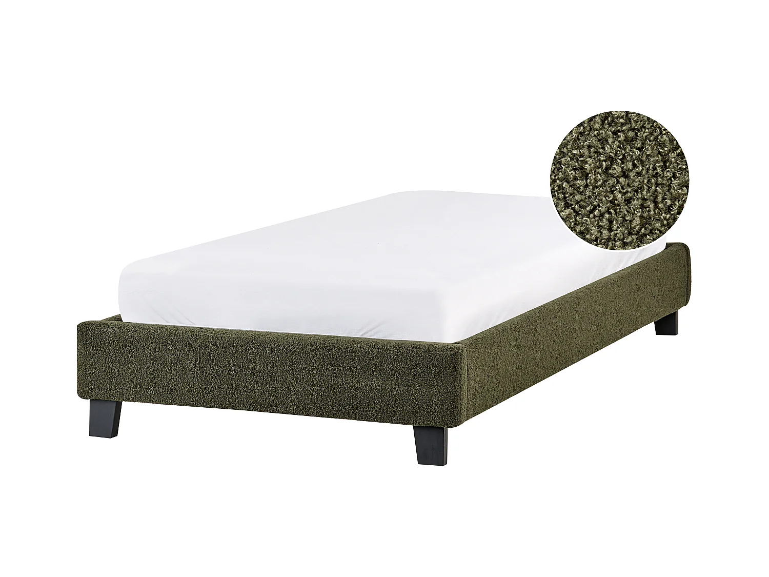 Lit sans tête de lit Bouclé ROANNE 90 x 200 cm Vert foncé