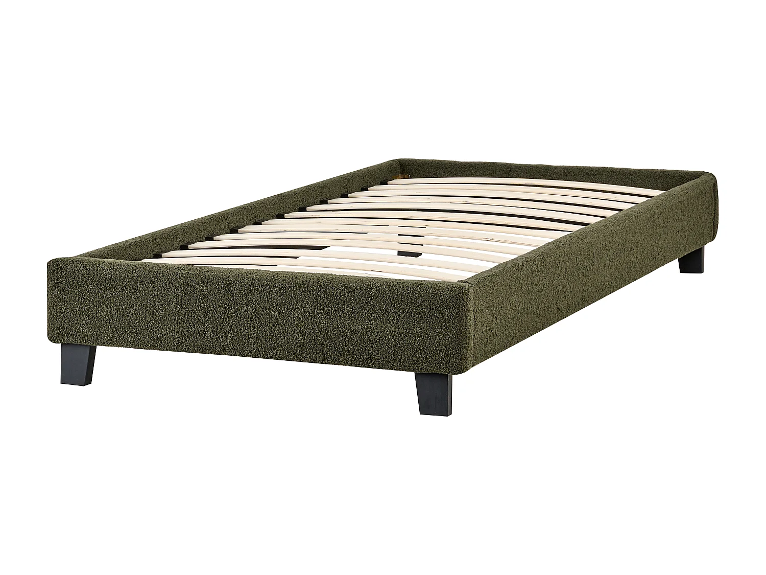 Bett ohne Kopfteil Bouclé ROANNE 90 x 200 cm Dunkelgrün