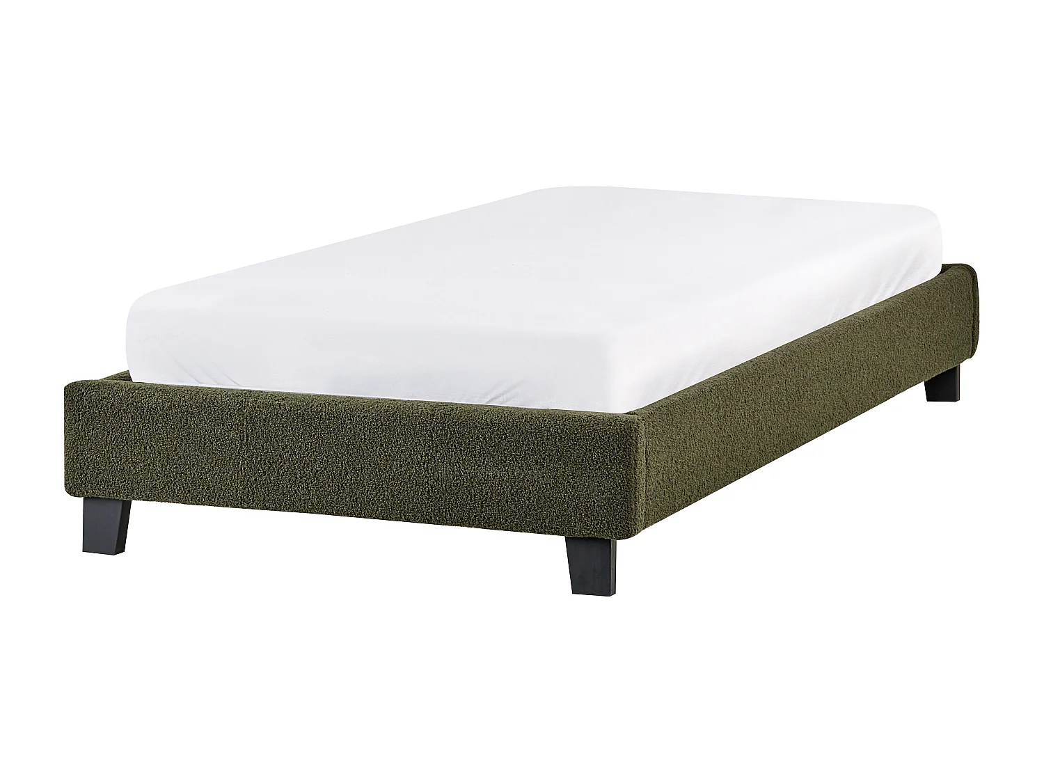 Bett ohne Kopfteil Bouclé ROANNE 90 x 200 cm Dunkelgrün