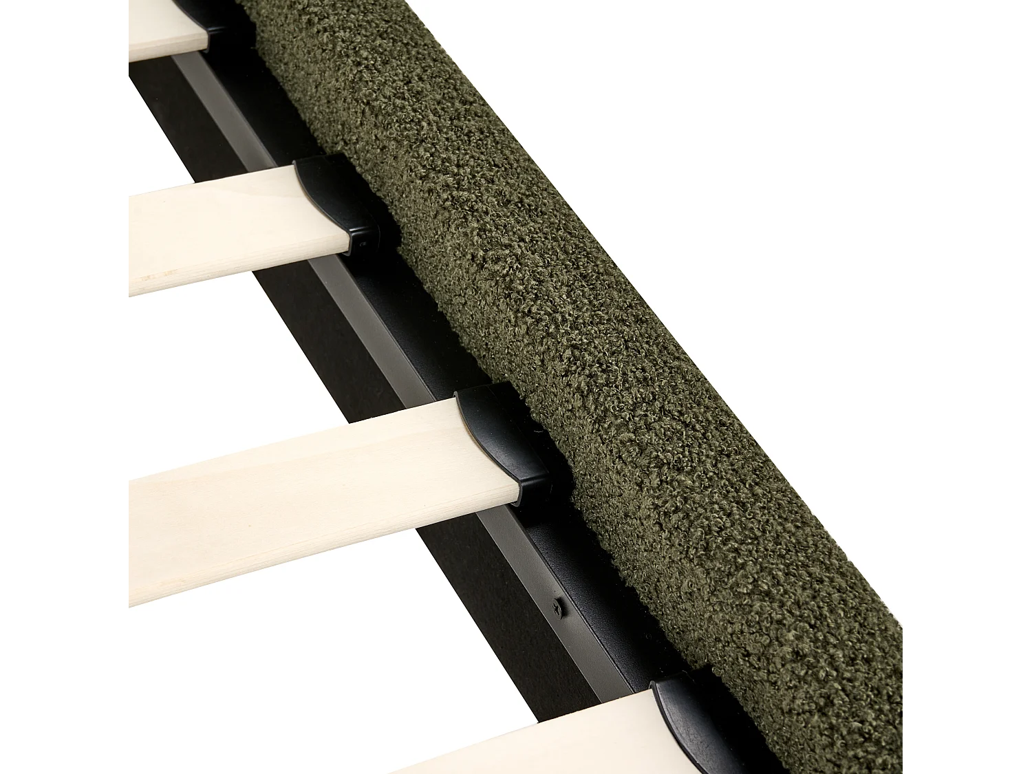 Bett ohne Kopfteil Bouclé ROANNE 90 x 200 cm Dunkelgrün