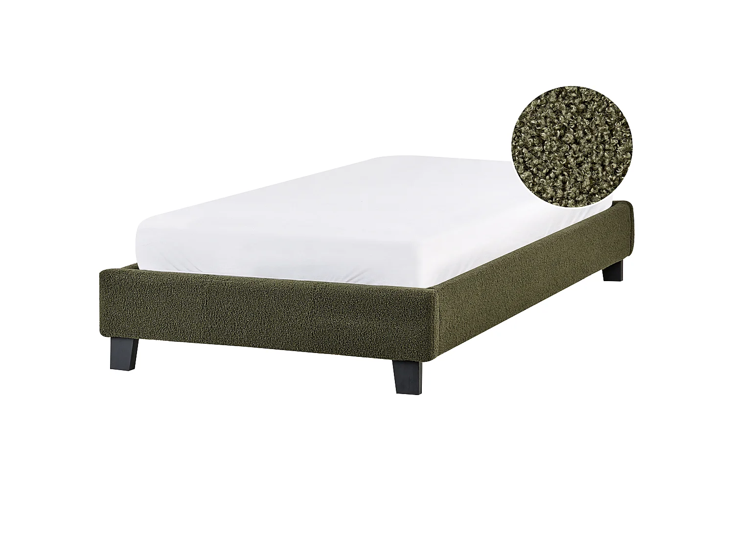 Bed zonder hoofdbord Bouclé ROANNE 90 x 200 cm Donkergroen