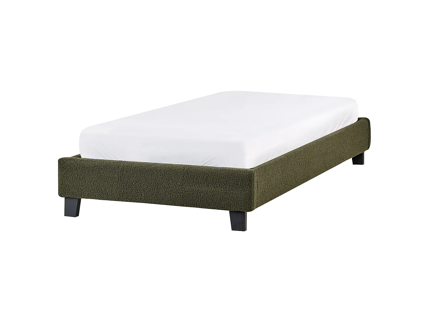 Bed zonder hoofdbord Bouclé ROANNE 90 x 200 cm Donkergroen