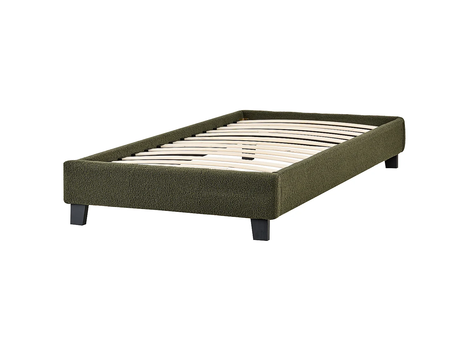 Bed zonder hoofdbord Bouclé ROANNE 90 x 200 cm Donkergroen
