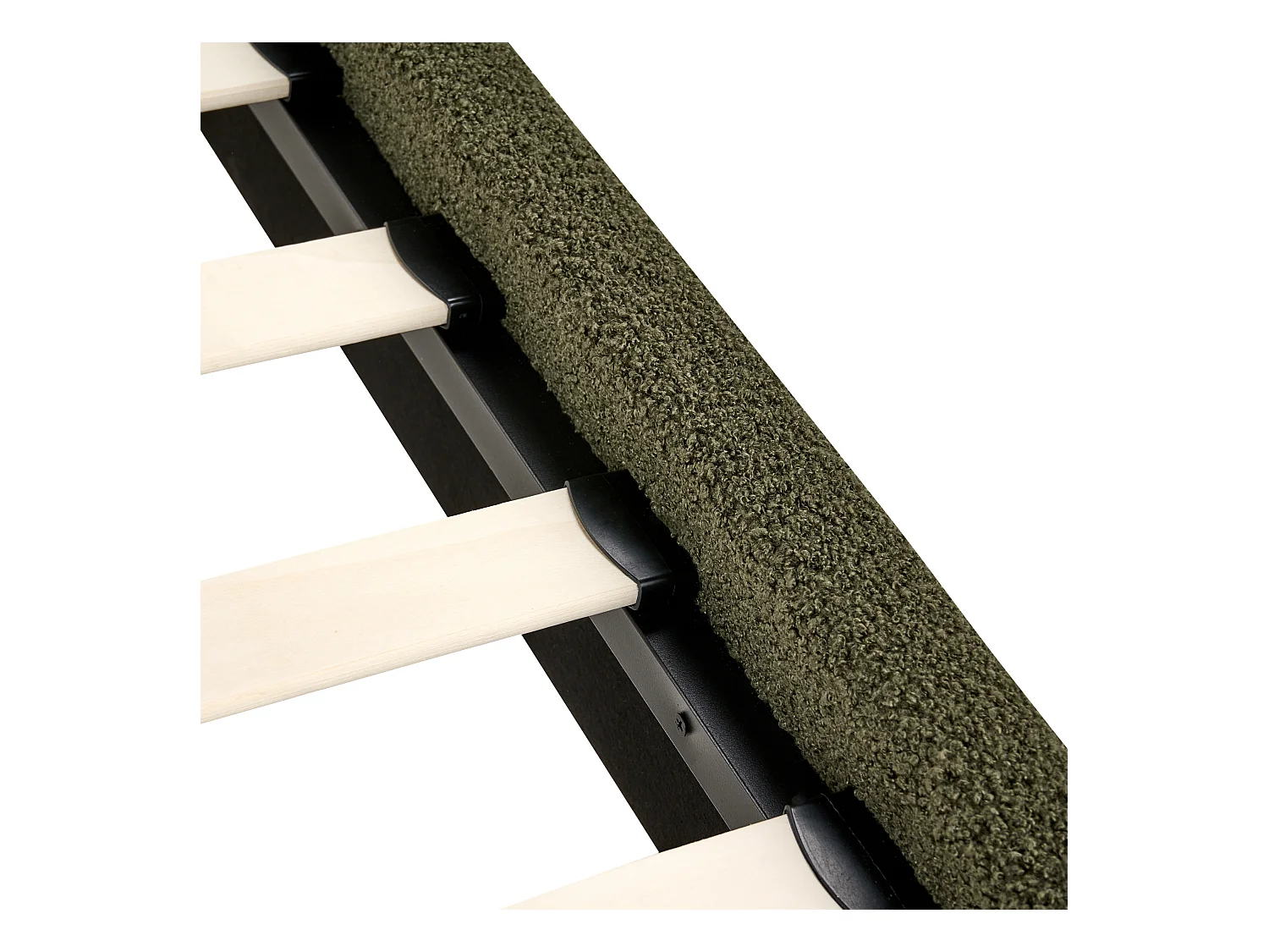 Lit sans tête de lit Bouclé ROANNE 160 x 200 cm Vert foncé