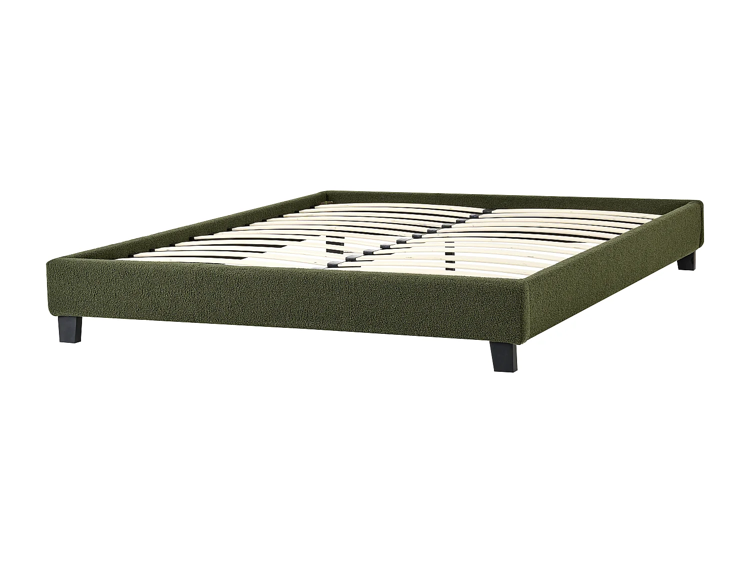 Lit sans tête de lit Bouclé ROANNE 160 x 200 cm Vert foncé