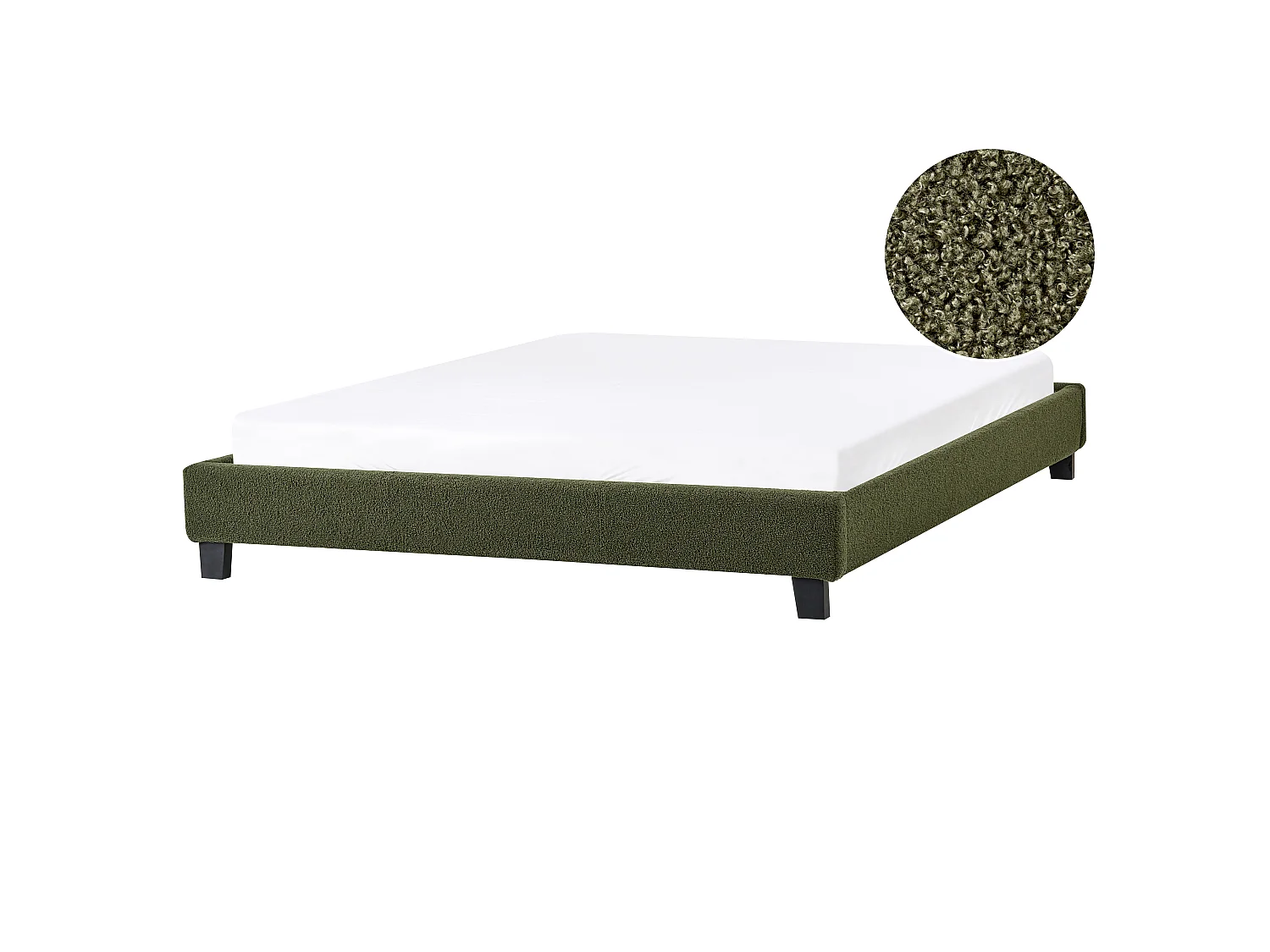 Bed without Headboard Boucle ROANNE 160 x 200 cm (EU King Size) Dark Green