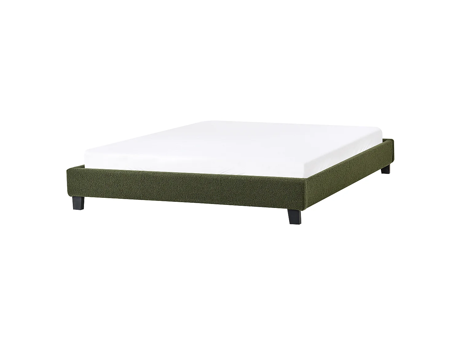 Bed without Headboard Boucle ROANNE 160 x 200 cm (EU King Size) Dark Green