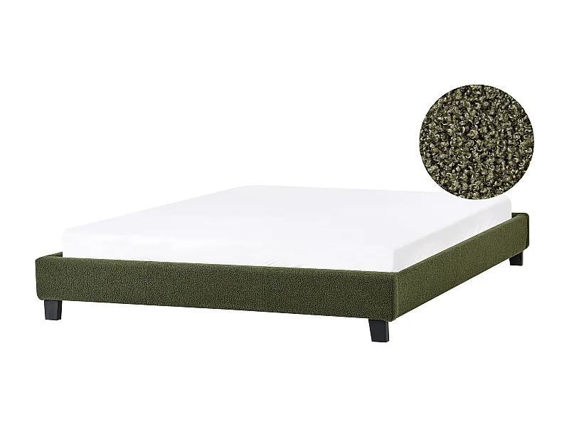 Bed zonder hoofdbord Bouclé ROANNE 160 x 200 cm Donkergroen