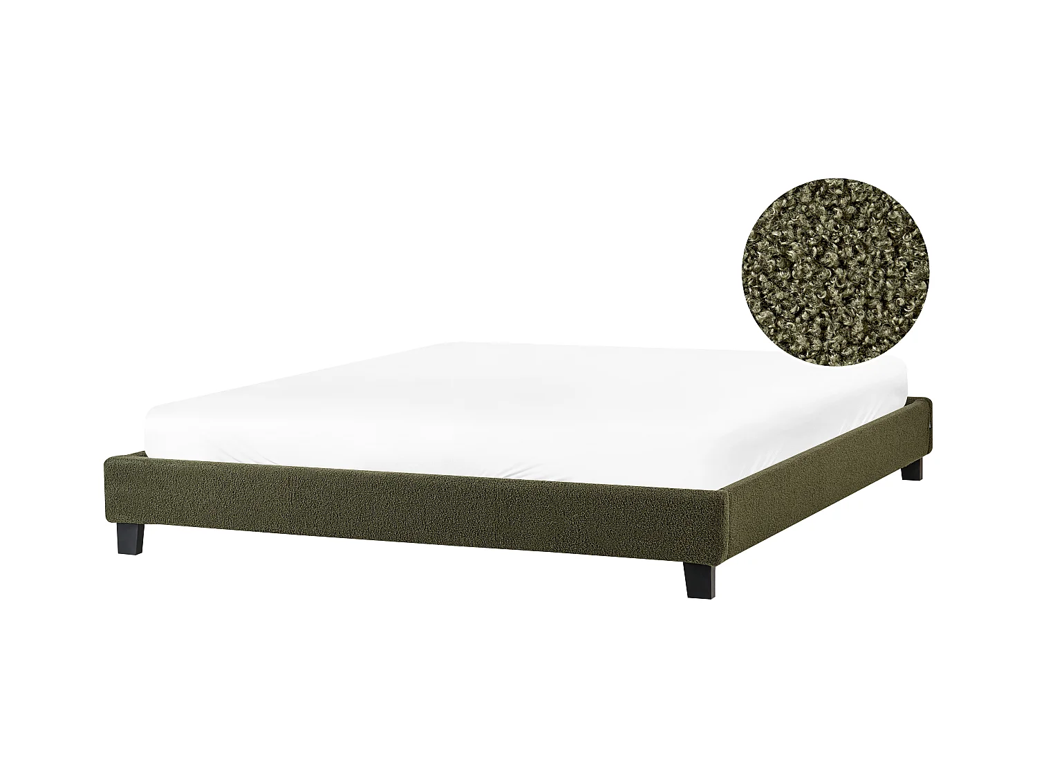 Lit sans tête de lit Bouclé ROANNE 180 x 200 cm Vert foncé