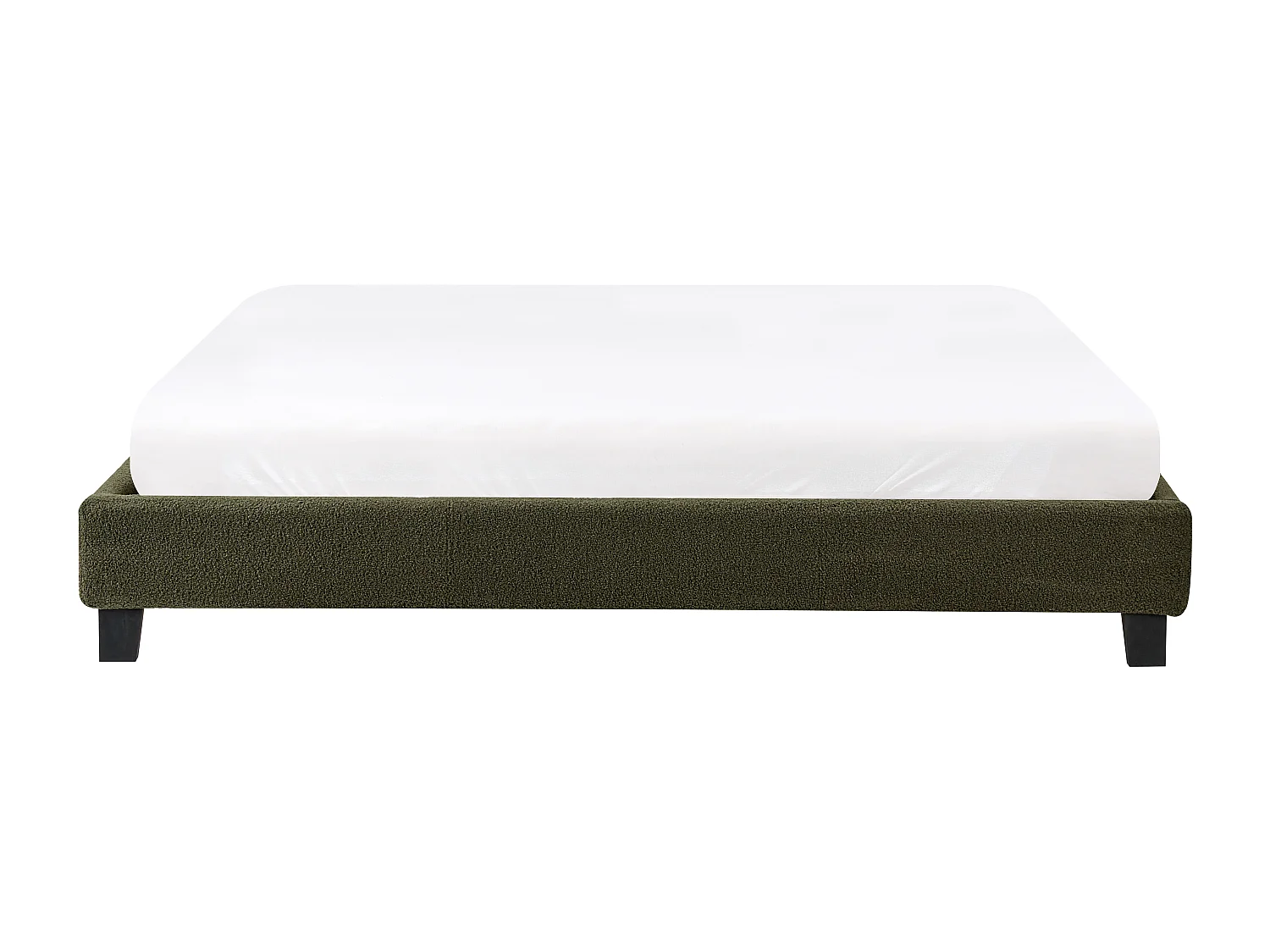 Lit sans tête de lit Bouclé ROANNE 180 x 200 cm Vert foncé