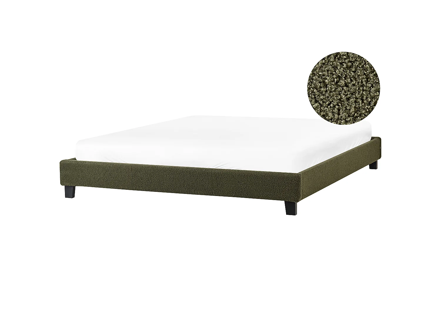 Lit sans tête de lit Bouclé ROANNE 180 x 200 cm Vert foncé