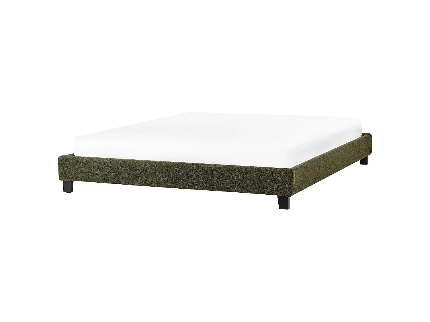 Lit sans tête de lit Bouclé ROANNE 180 x 200 cm Vert foncé