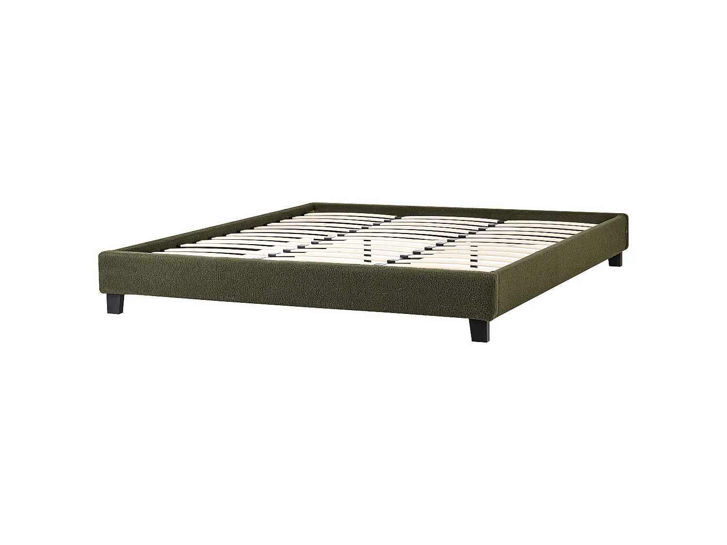 Lit sans tête de lit Bouclé ROANNE 180 x 200 cm Vert foncé