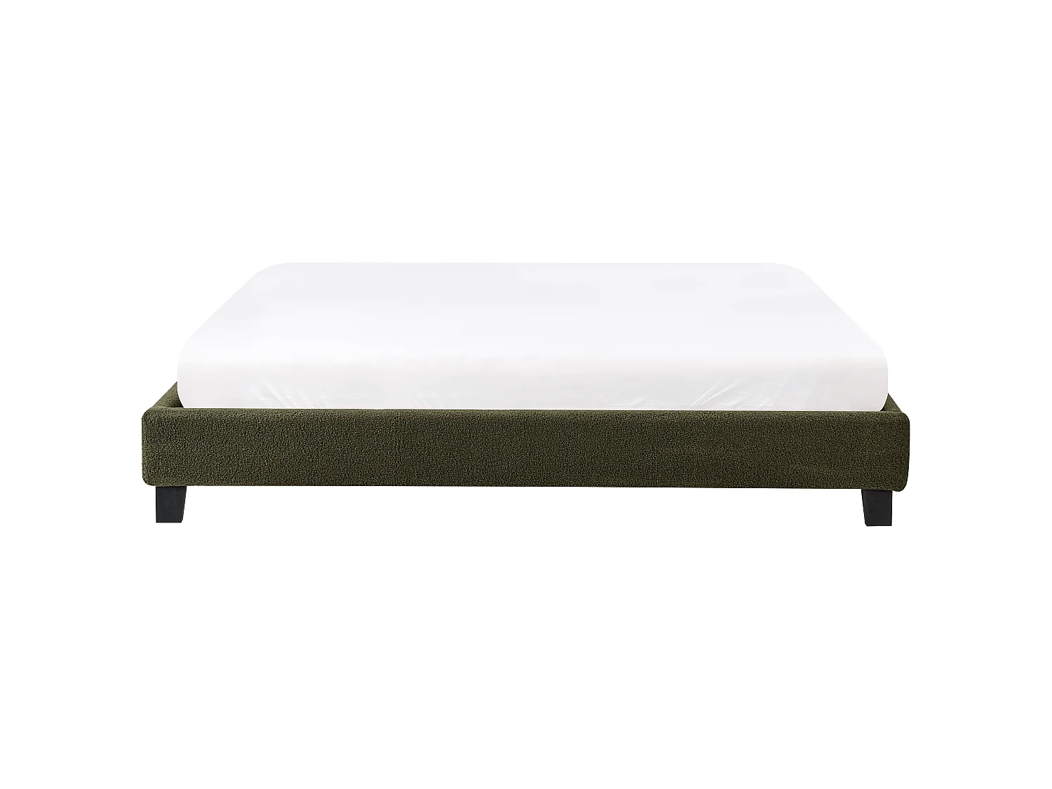 Lit sans tête de lit Bouclé ROANNE 180 x 200 cm Vert foncé