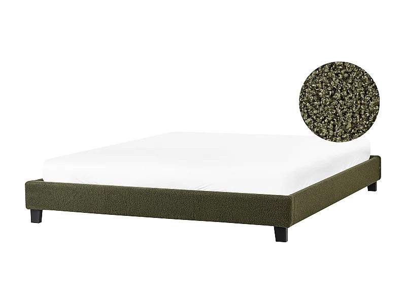 Bed zonder hoofdbord Bouclé ROANNE 180 x 200 cm Donkergroen