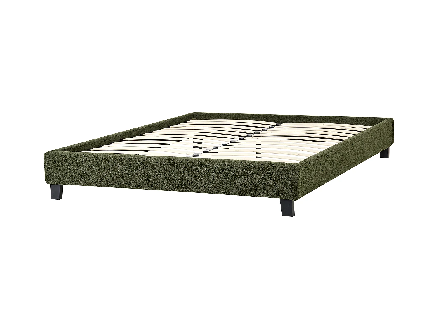 Lit sans tête de lit Bouclé ROANNE 140 x 200 cm Vert foncé