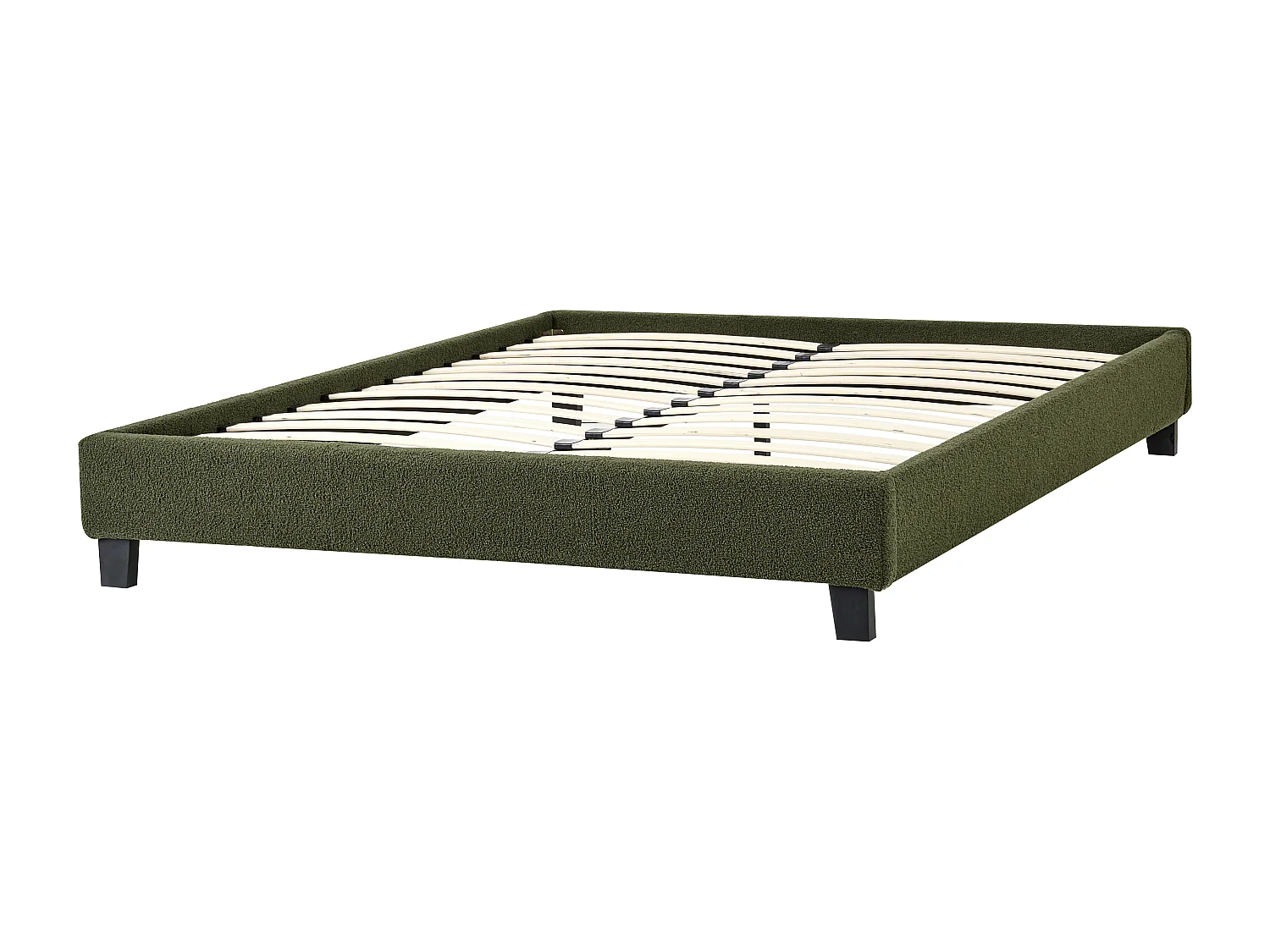 Lit sans tête de lit Bouclé ROANNE 140 x 200 cm Vert foncé