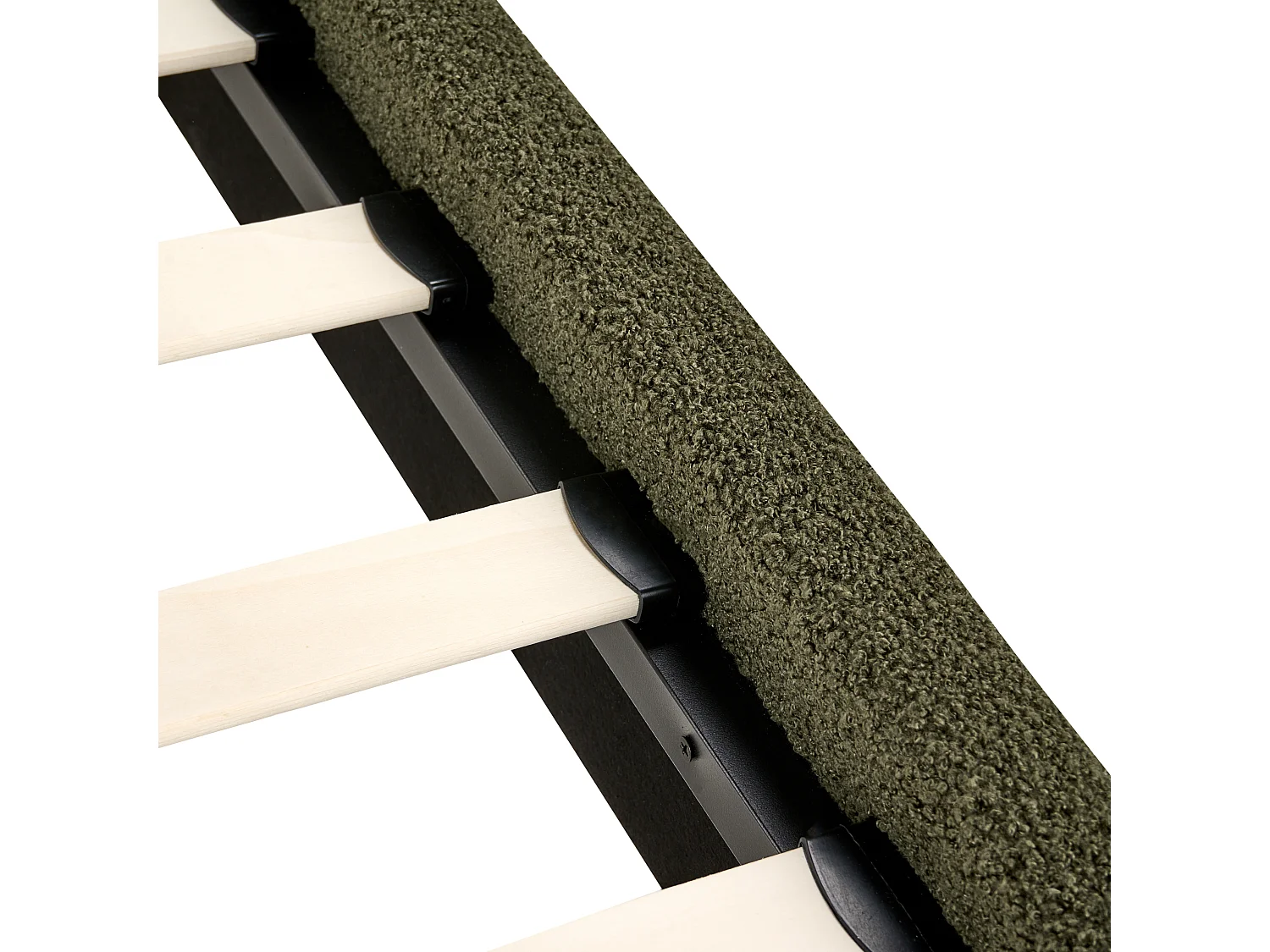 Lit sans tête de lit Bouclé ROANNE 140 x 200 cm Vert foncé