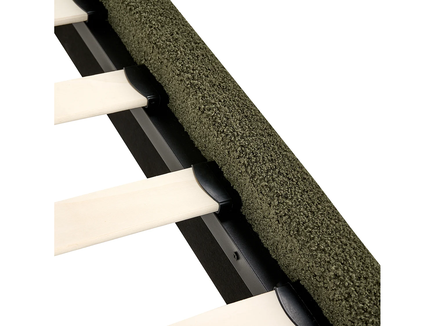 Lit sans tête de lit Bouclé ROANNE 140 x 200 cm Vert foncé