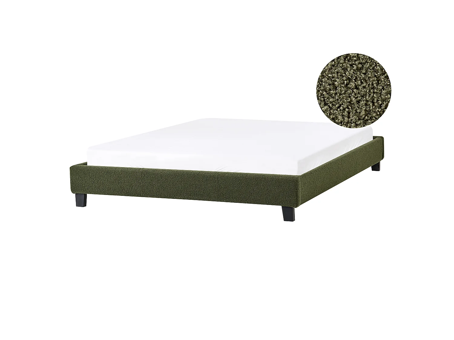 Bed zonder hoofdbord Bouclé ROANNE 140 x 200 cm Donkergroen