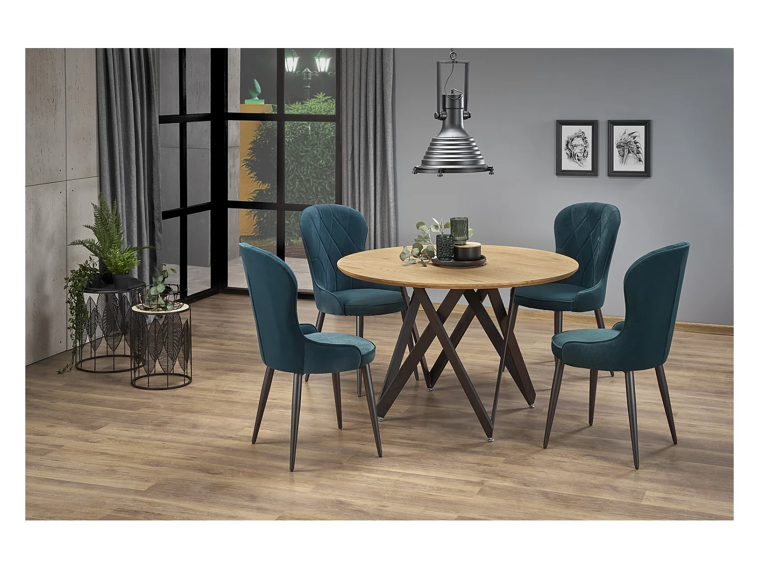 Table à manger Mozambique (120x75)/MDF et métal/Marron et noir