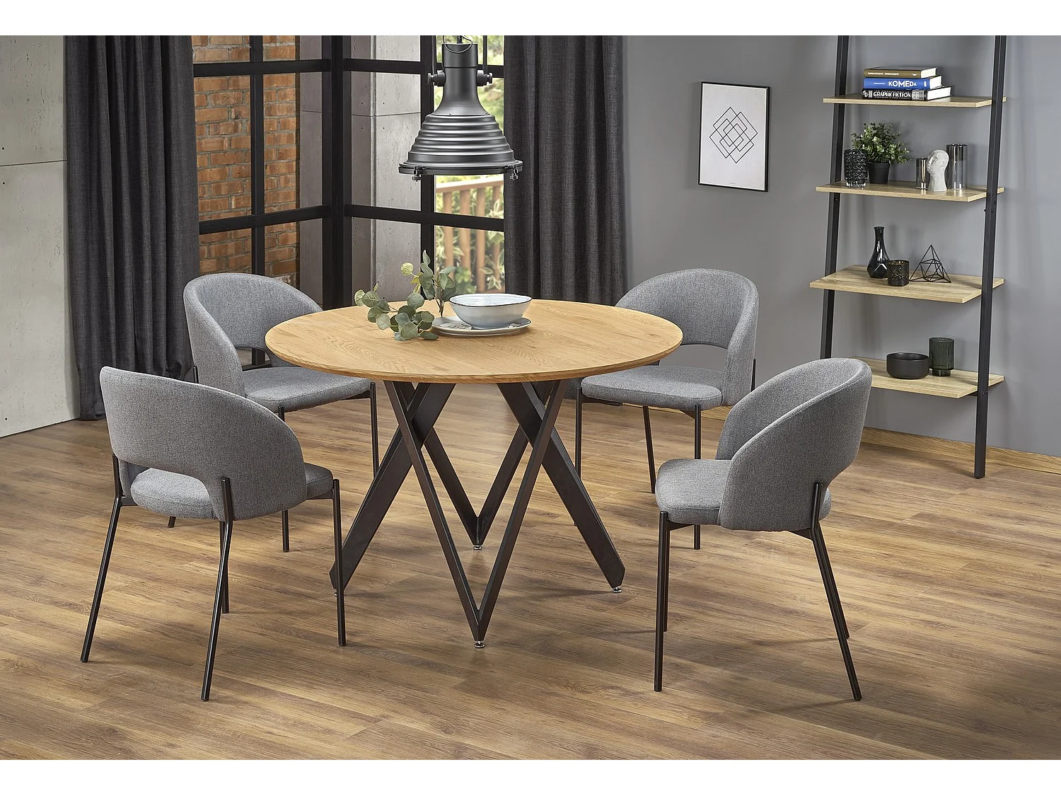 Table à manger Mozambique (120x75)/MDF et métal/Marron et noir