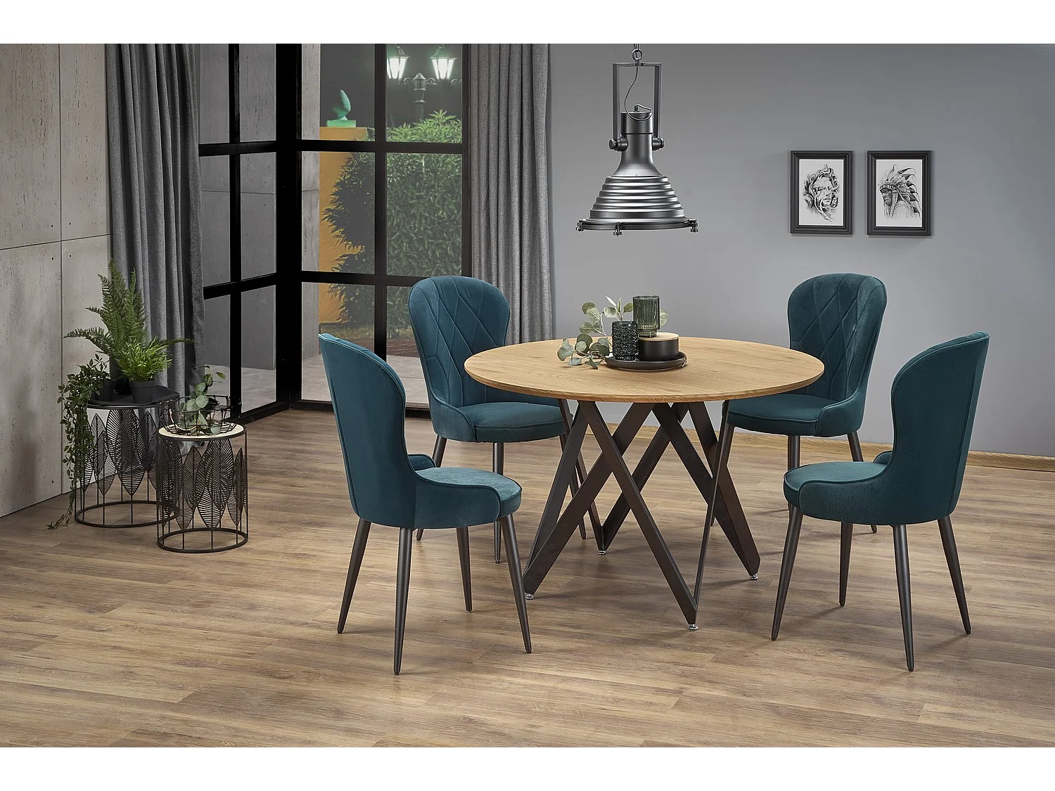 Table à manger Mozambique (120x75)/MDF et métal/Marron et noir