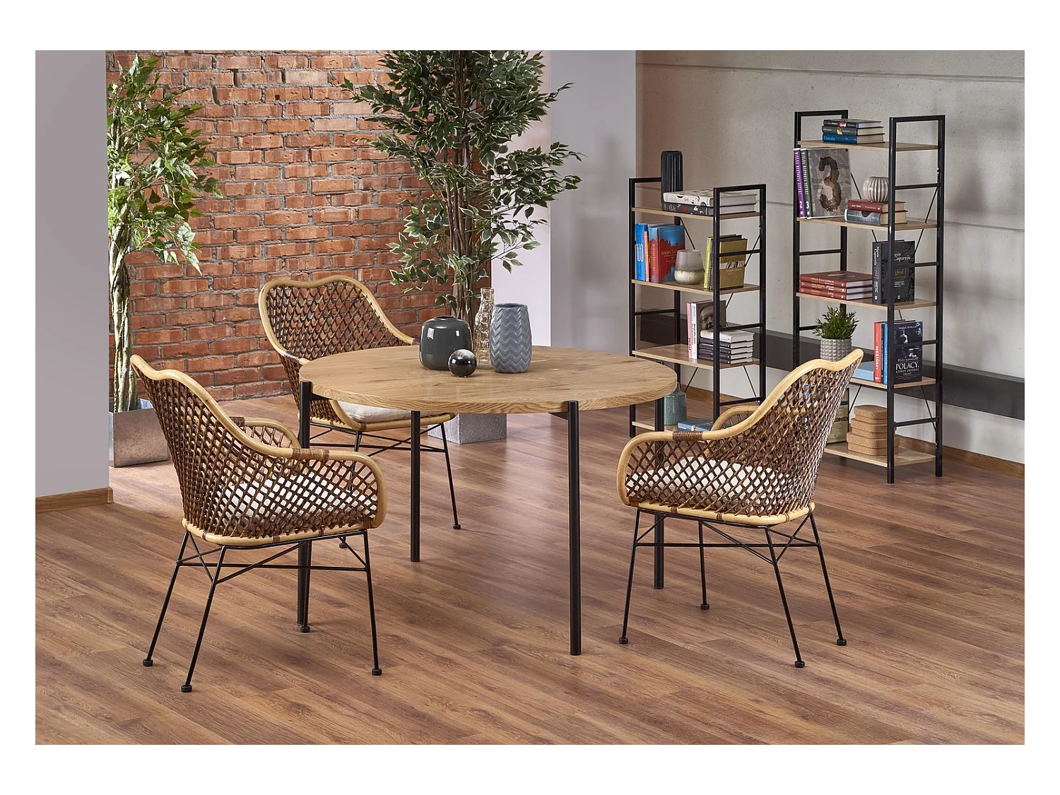 Tavolo da pranzo Morgan (120x76)/MDF e metallo/marrone e nero