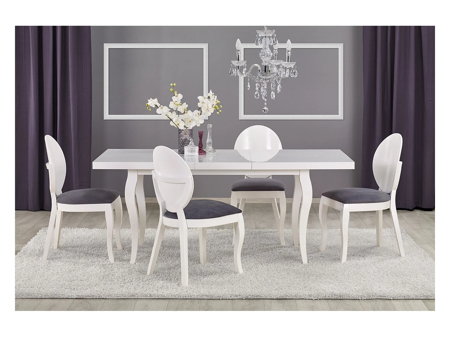 Table à manger Mozart/extensible/MDF/blanc