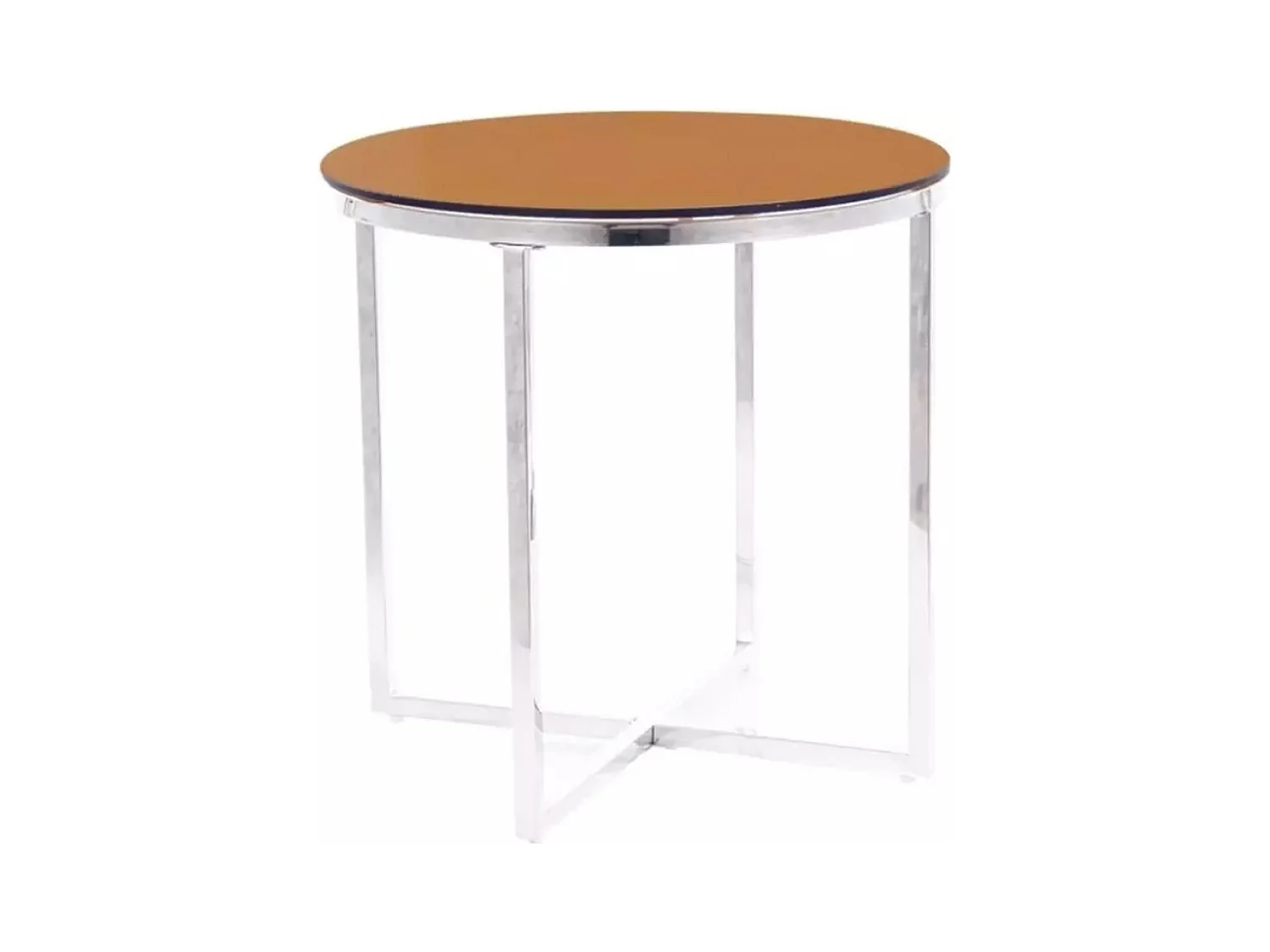 Tavolino da caffè in cristallo/vetro/marrone e argento