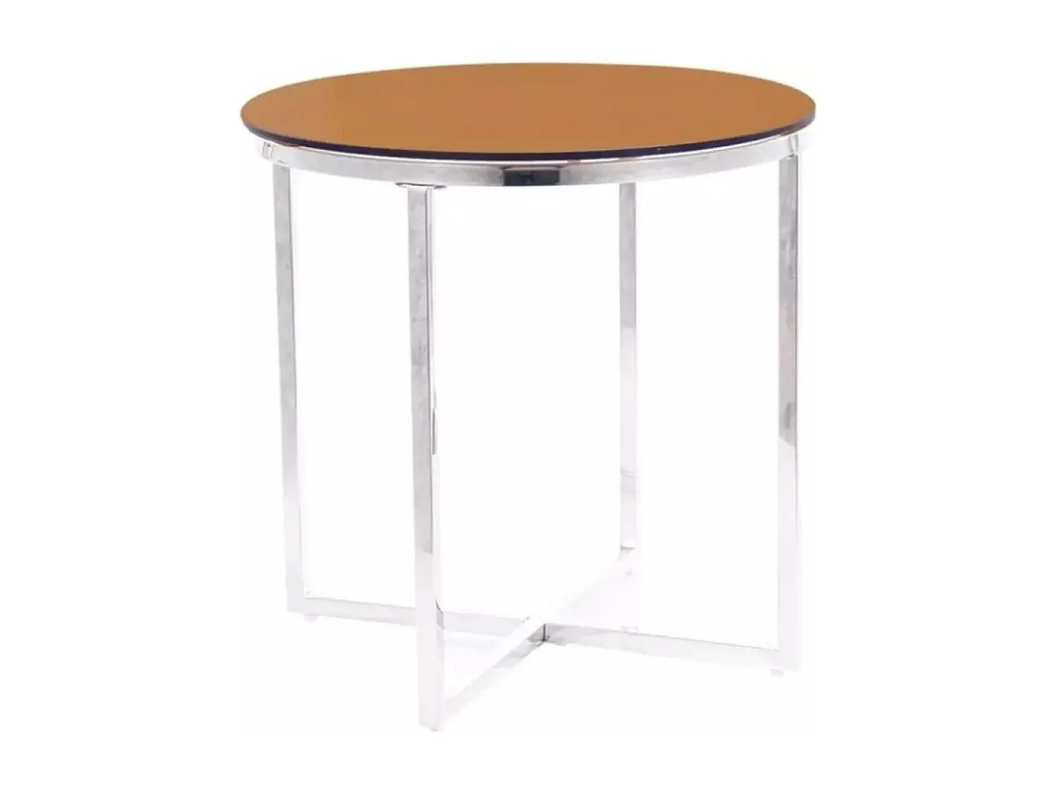 Table basse Cristal/Verre/Marron et Argent