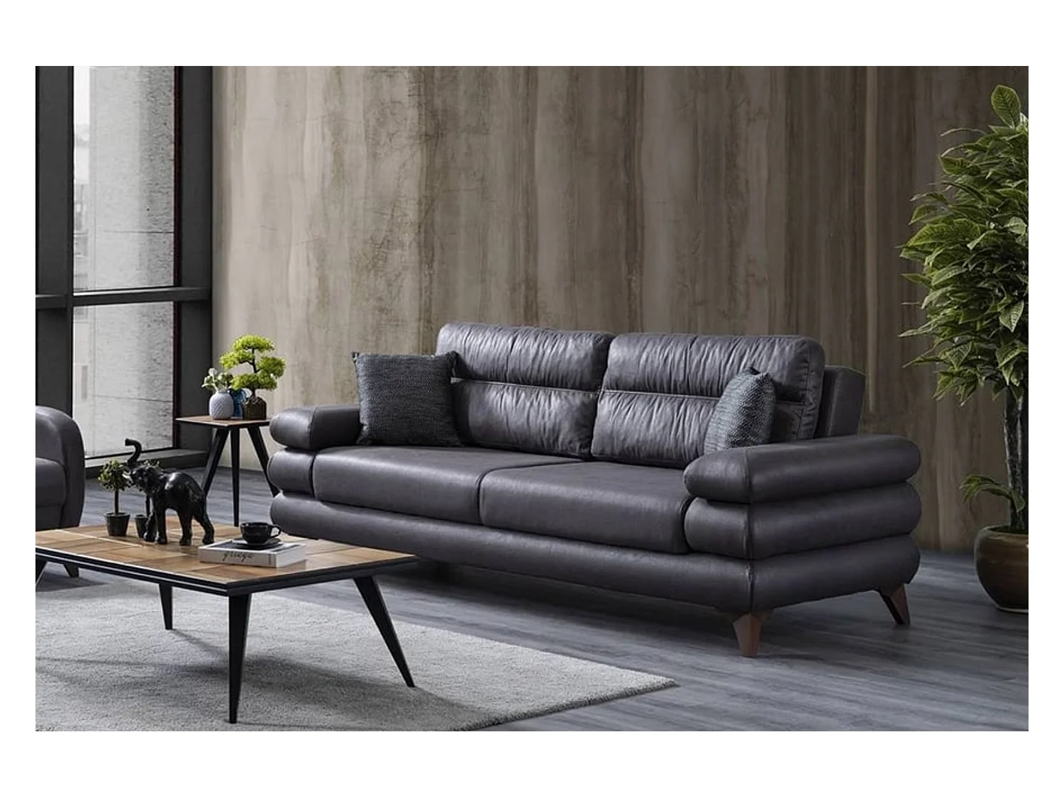 Sofa Parma/Stoffbezug/Anthrazit/An Lager