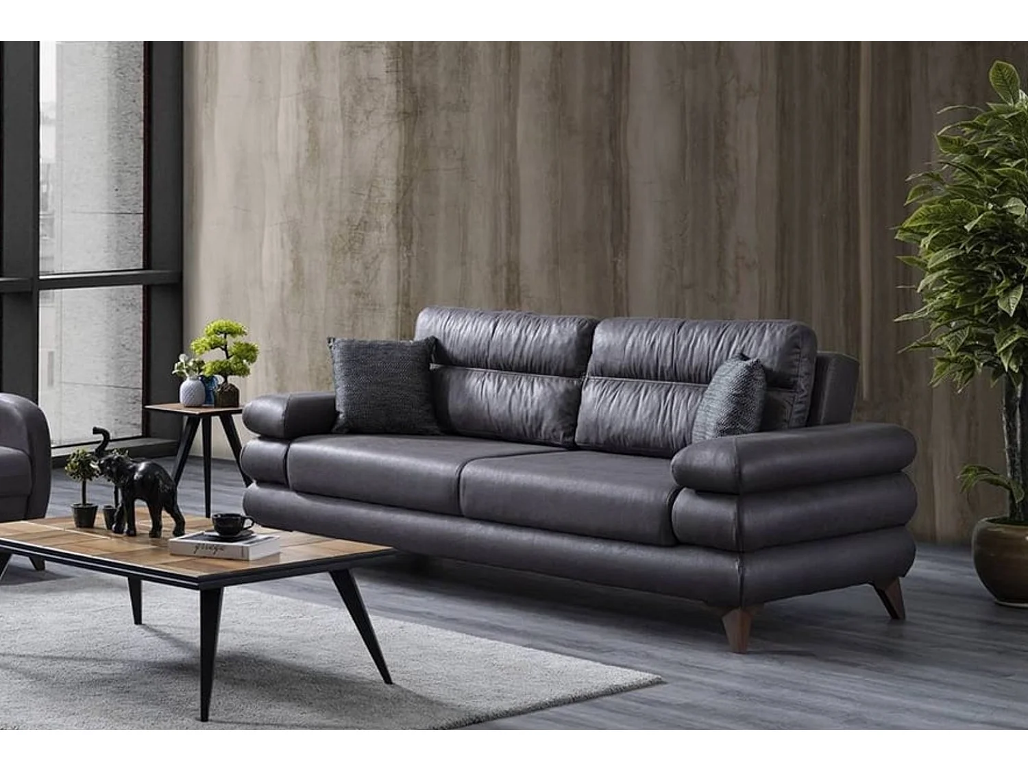 Divano Parma/Rivestimento in tessuto/Antracite/Disponibile in magazzino