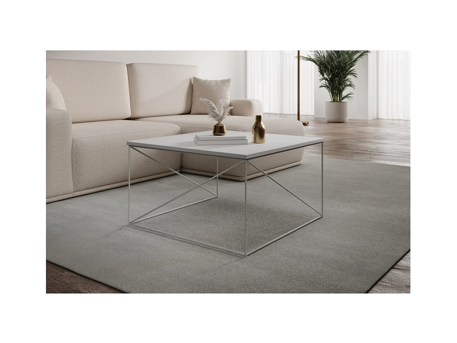 Table basse Elia Lux/contreplaqué et métal/blanc&gris