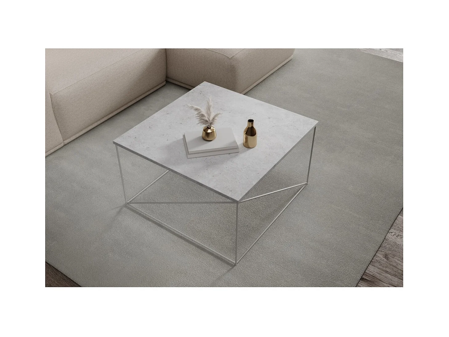 Table basse Elia Lux/contreplaqué et métal/blanc&gris