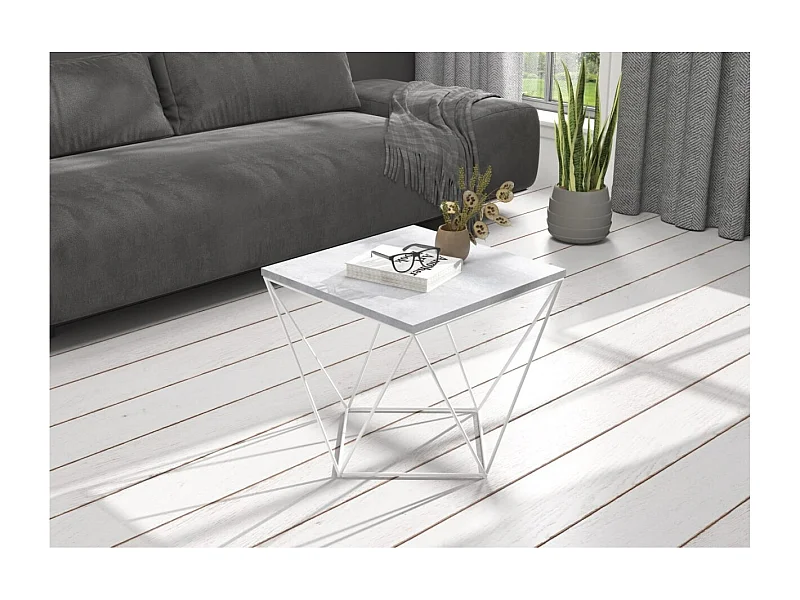 Table basse Dana / Bois et métal /Blanc