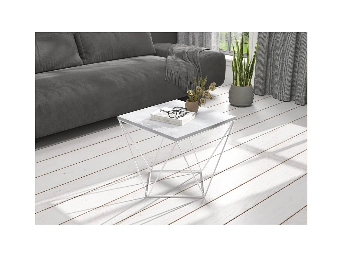 Table basse Dana / Bois et métal /Blanc