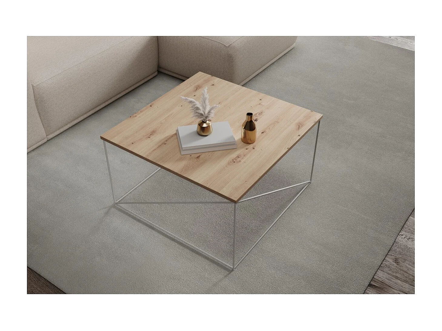 Table basse Elia Lux/contreplaqué et métal/blan&artisan