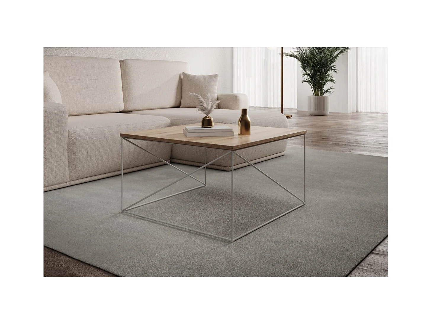 Table basse Elia Lux/contreplaqué et métal/blanc&sonoma