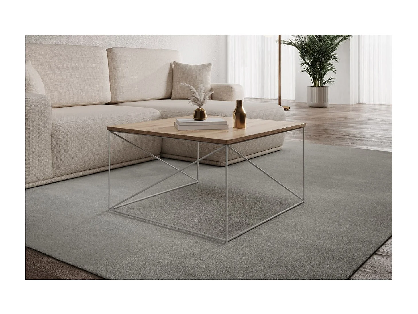 Table basse Elia Lux/contreplaqué et métal/blanc&sonoma