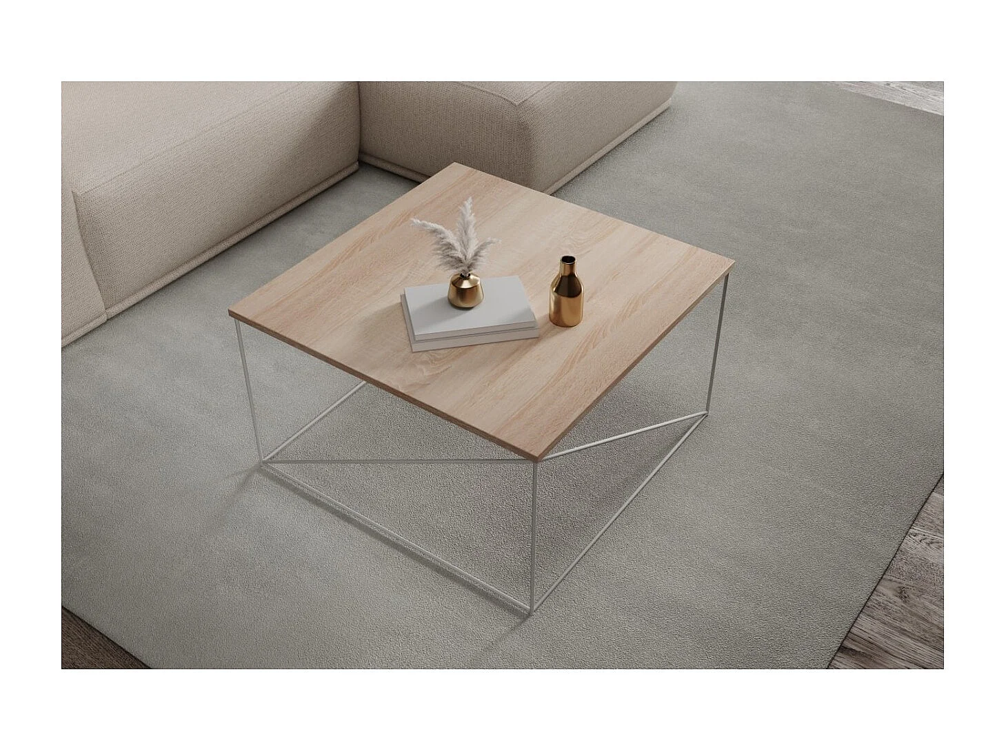 Table basse Elia Lux/contreplaqué et métal/blanc&sonoma