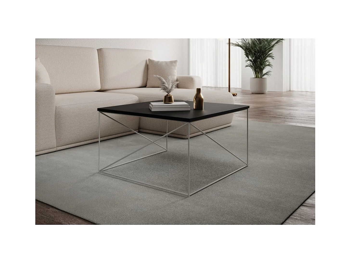 Table basse Elia Lux/contreplaqué et métal/blanc&noir